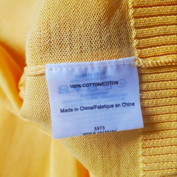 Tory Burch Yellow Simone Cotton Button up Cardigan Size M - Picture 6 of 8